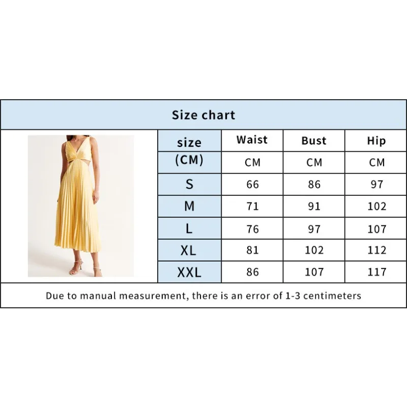 فستان نسائي مستوحى من التصميم مع مزاج أنيق، رقبة على شكل حرف V بدون أكمام مجوفة بدون ظهر مطوي صيفي نمط جديد