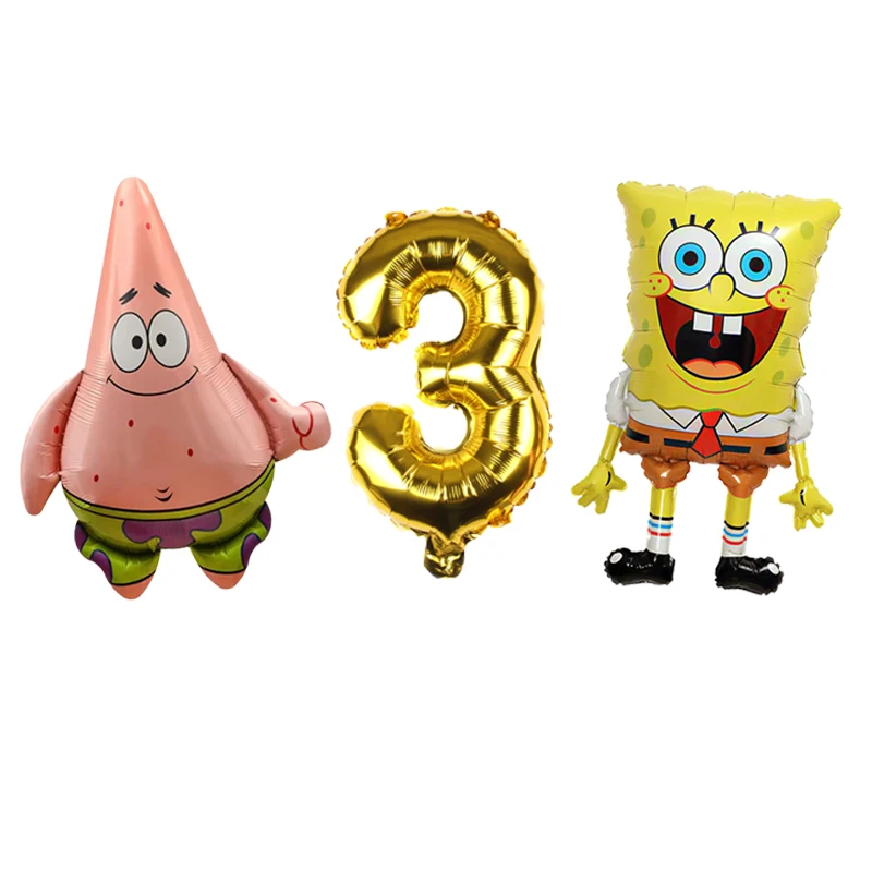 SpongeBob Schwammkopf Charakter-Luftballons Niedliche Cartoon-Partyballons für Jungen Mädchen Geburtstagsfeier-Dekorationen – Detail 3