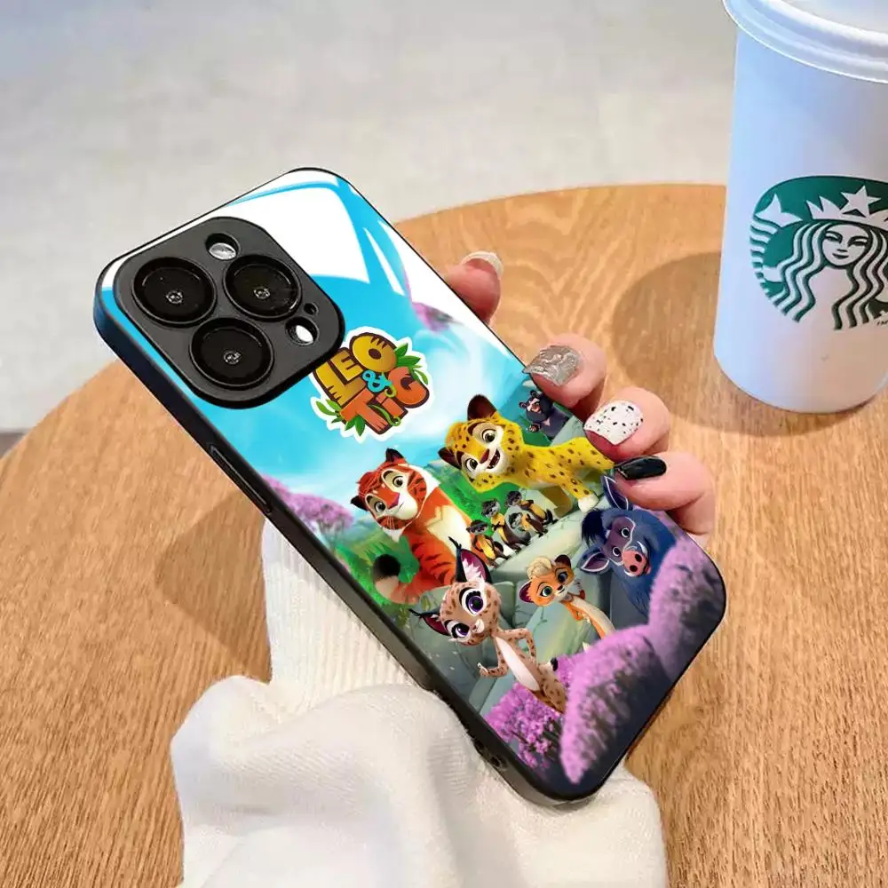 Leo and Tig cute cartoon lovely Phone Case For iPhone17 Air 16 e 15 14 13 12 11 Plus Mini Pro Max Glass Magnetic Case