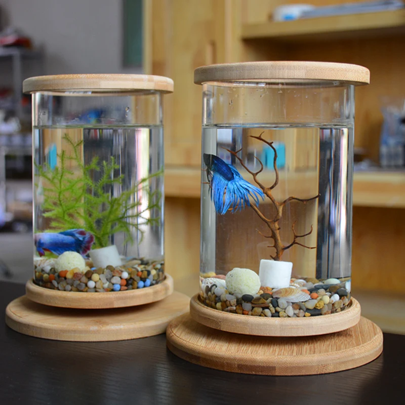 

Office Desktop Ecological Bottle Creative Glass Micro Landscape Tank Rotating Round Fish Mini Small Tank