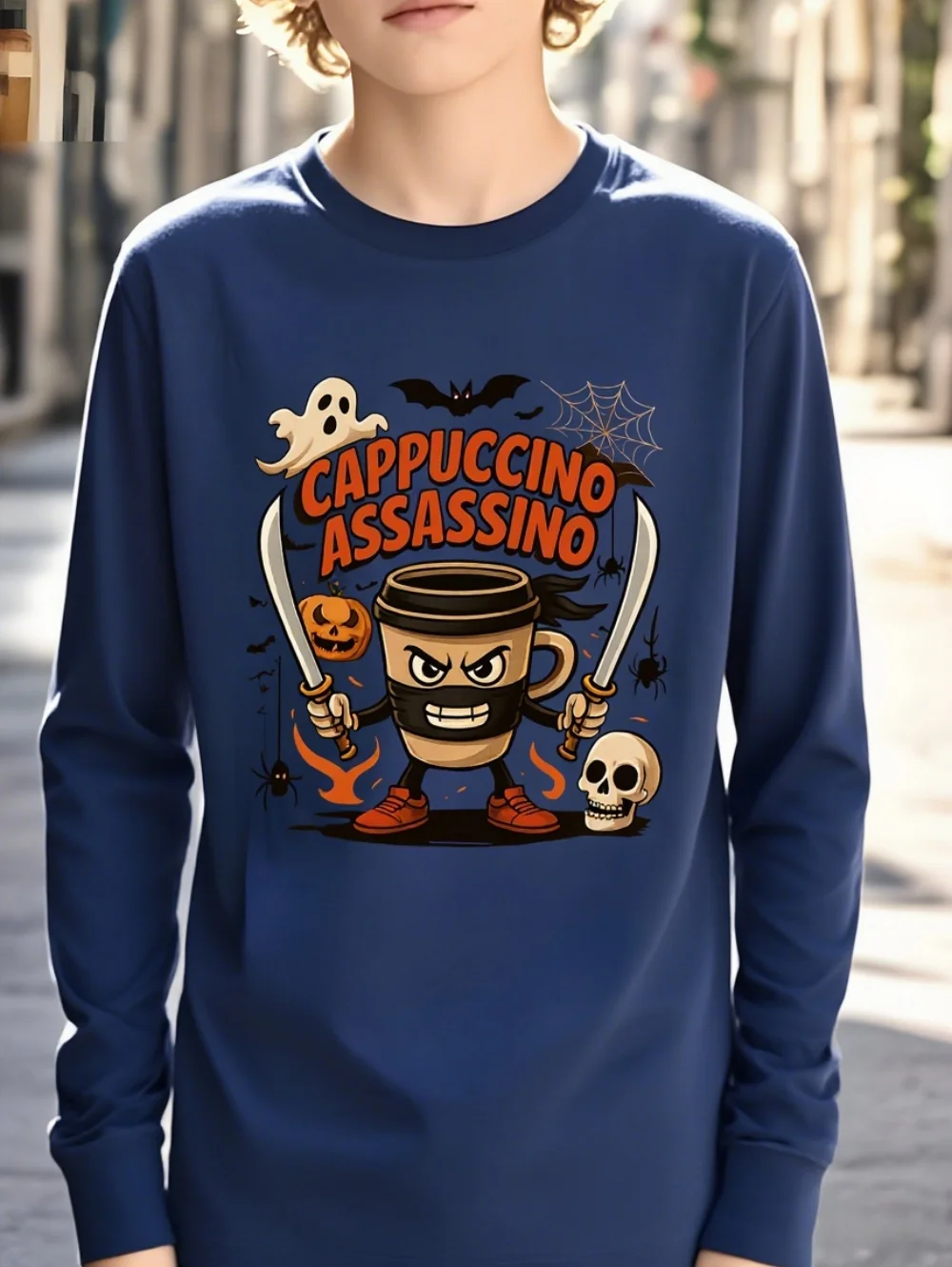 الإيطالية Brainrot طويلة الأكمام تي شيرت كابتشينو قاتل الكرتون ثلاثية الأبعاد مطبوعة رداء علوي غير رسمي صبي الفتيات ملابس عصرية ملابس الاطفال #4