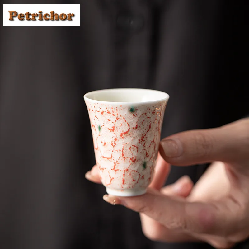 Tazza da tè in pietra di pino rossa con piede alto Tazza da tè boutique Tazza carina Tazza di profumo Jianzhan Master Tazze Forniture per set da tè cinese per la casa