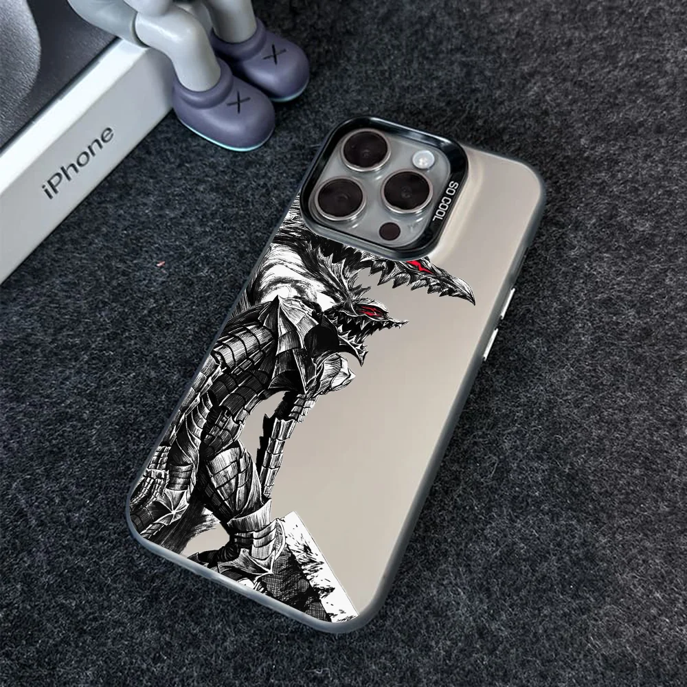 B-Berserk-k Phone Case Phone Case IMD color silver shell For iPhone 16 15 14 13 12 11 Pro Max Plus