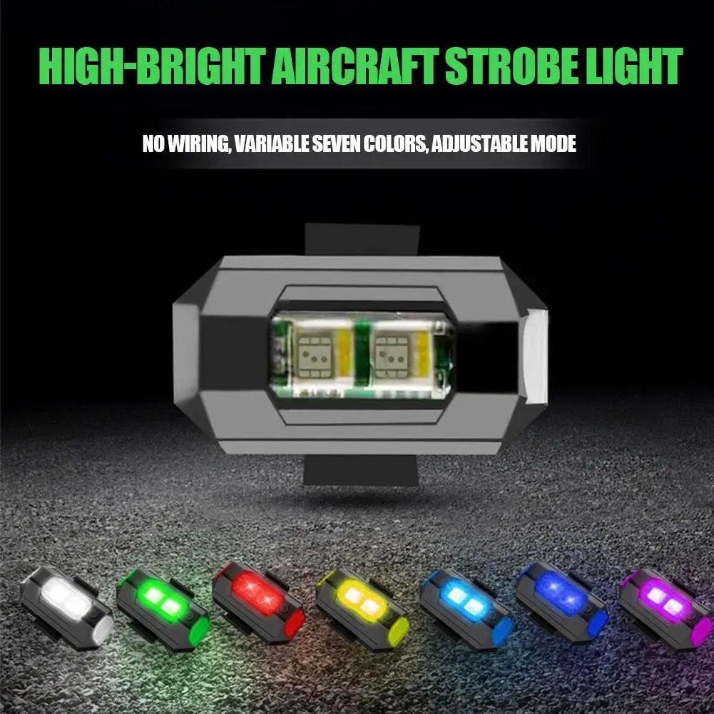 Multipurpose LED Motorcycle Warning Lights Mini USB Indicator Aircraft Signal Bike Night Turn Flashing Strobe Light Drone V3U8