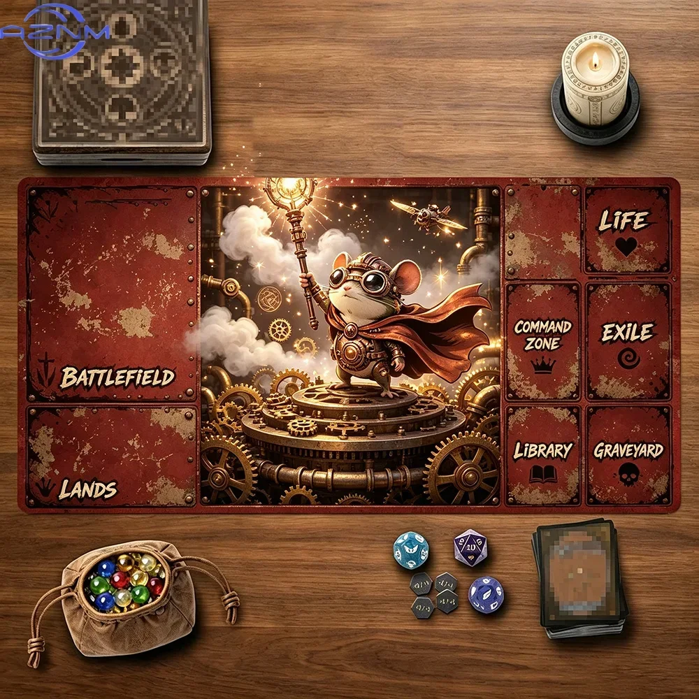 Dark Witch Frog Full Moon Bat MTG Playmat With All Game Zones Non-Slip Stitched Edge  Commander TCG Tapete Magic MTG