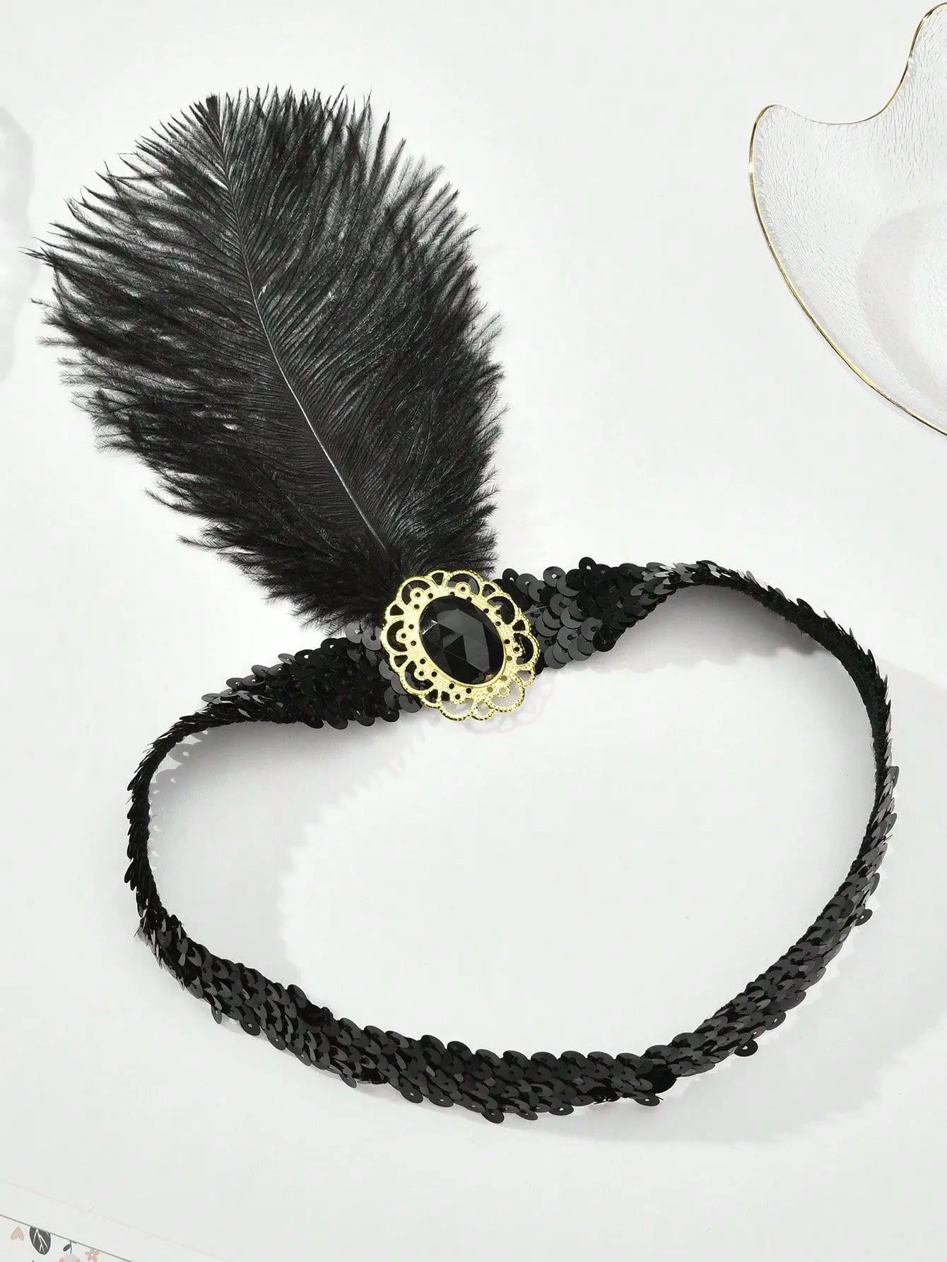 Headband de penas para senhoras, decoração de bola maquiagem dos anos 1920, Gatsby Headwear de festa única, vestir Headband