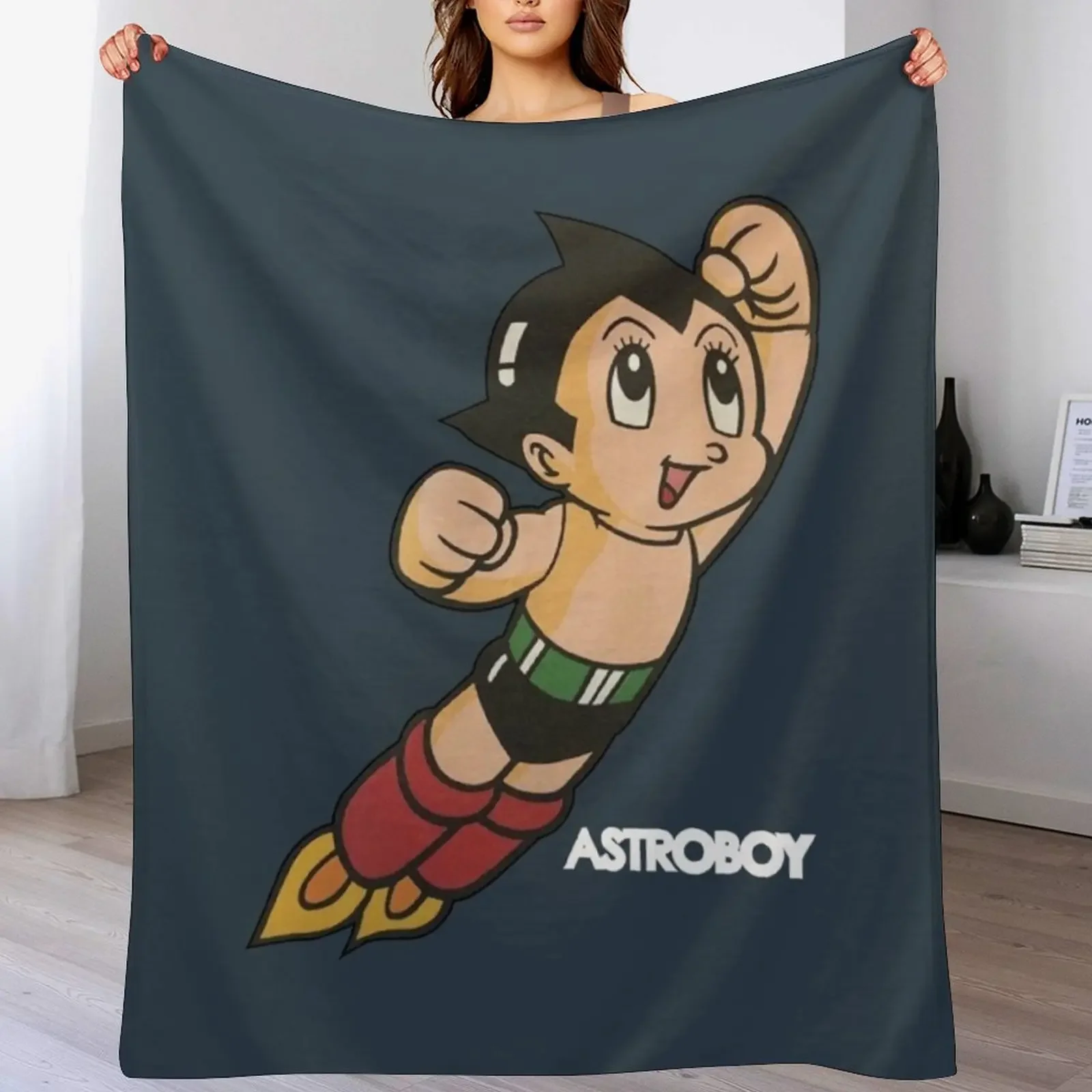 

Vintage Astroboy Anime Robot Show Astro Boy Space Art Childhood Cartoon Manga Throw Blanket Lightweight blanket for summer