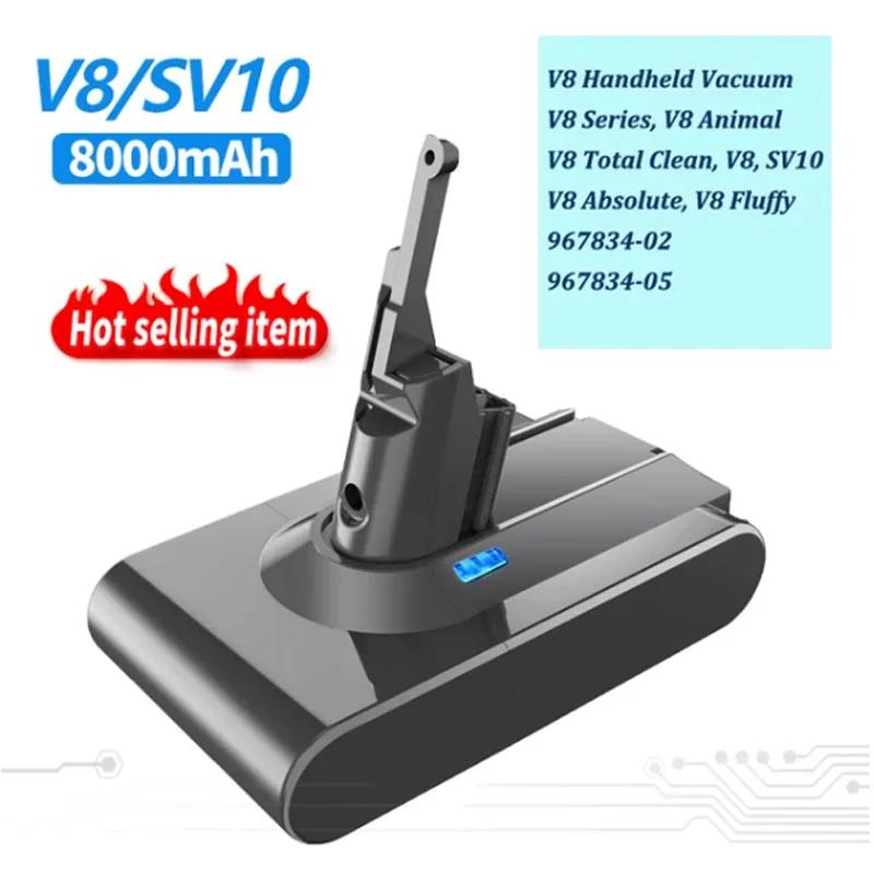 

6000mAh/8000mAh 21.6V For Dyson V6 V7 V8 V10 Battery Absolute V8 Animal Li-ion SV10 Vacuum Cleaner series Rechargeable batteries