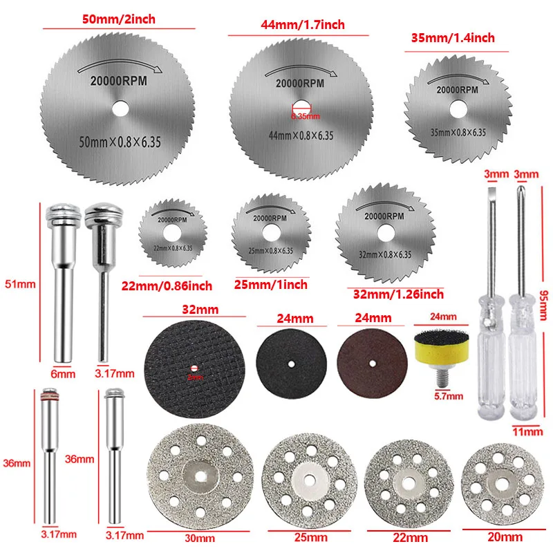 7-66Pcs Cutting Wheel Set For Rotary Tool Dreme HSS Circular Saw Blades Resin Cutting Discs Diamond Cutting Wheels Screwdriver