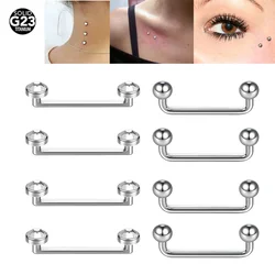 Implant Grade Titanium Microdermal Anchors CZ Surfcae Barbell Piercings Internal Thread Staple Skin Diver Piercings Bar Jewelry