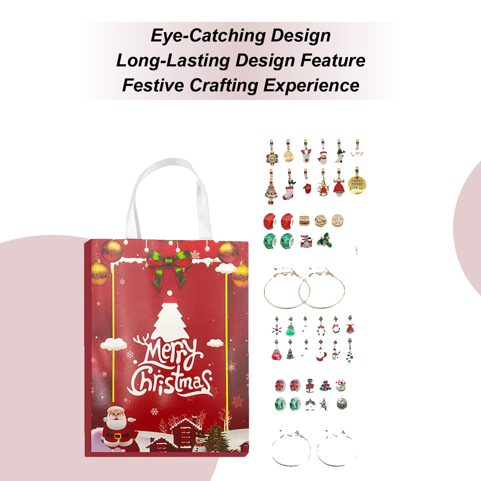 

Календарь обратного отсчета с браслетом, игрушечный орнамент, декор, очаровательный календарь обратного отсчета на Рождество для детей, малышей, подростков, взрослых, мальчиков и девочек