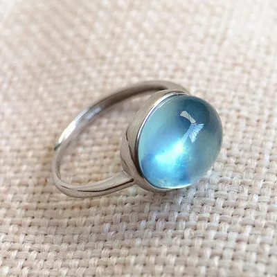 

Natural aquamarine Ring 925 pure silver ice through blue lady