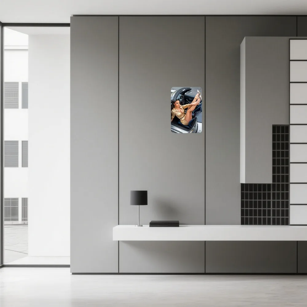 JIT ريترو الحديد معدن تسجيل 8in * 12in فستان ذهبي سيدة نموذج سيارة شعار - رجل الكهف ورشة عمل حانة زخارف الحائط #5