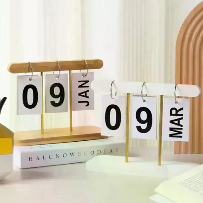 Reusable Flip Calendar: 1pcs Perpetual Desk Minimalist Decorative Stand English Numeral Ornament