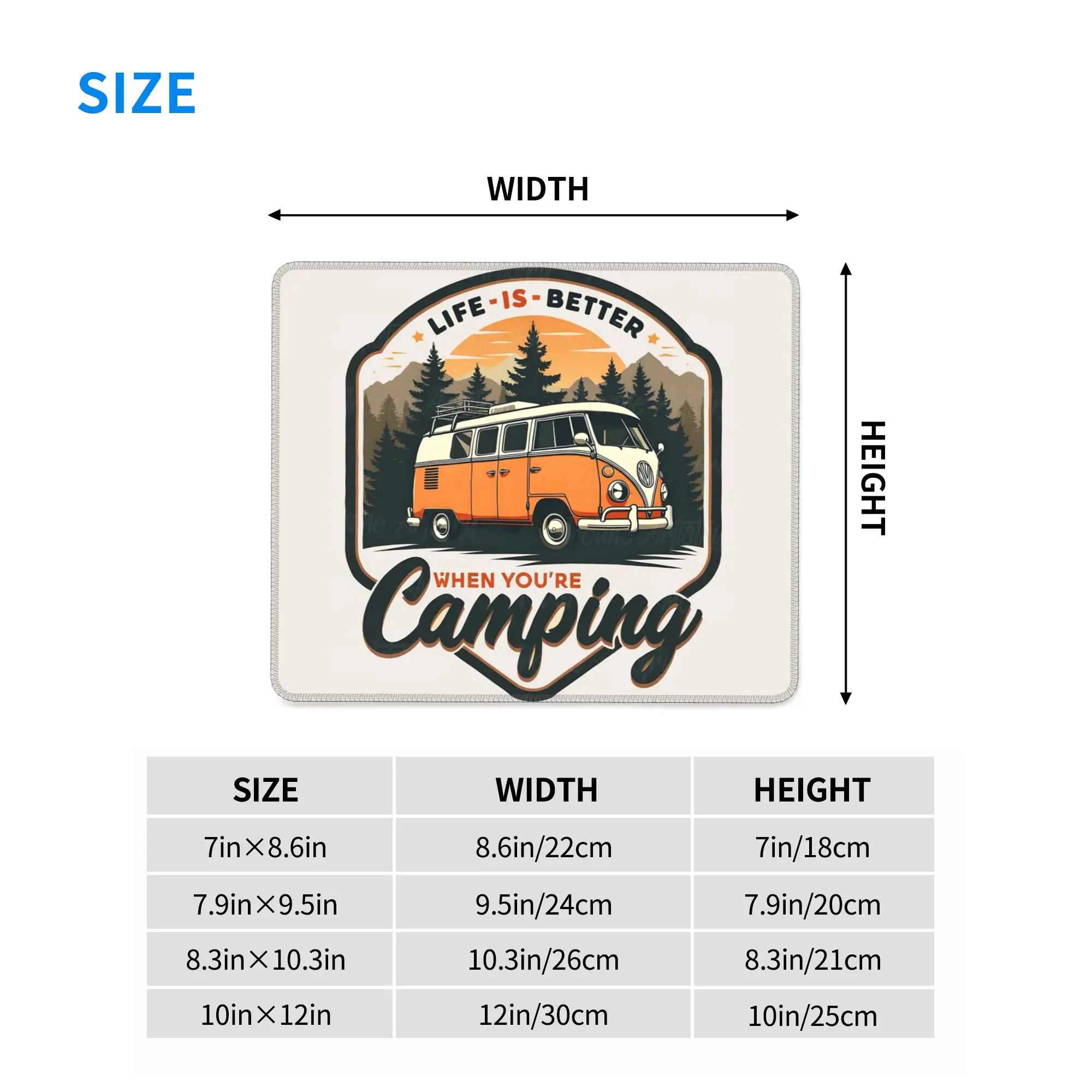 CamperVan Happy Camper Mouse Pad Computer Keyboard Mouse Mat Gamer PC Laptop Desk Mat Office Accessories Table Mats