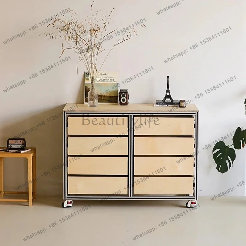

Nordic Italian minimalist side cabinet living room dining room drawer storage cabinet removable storage chest
