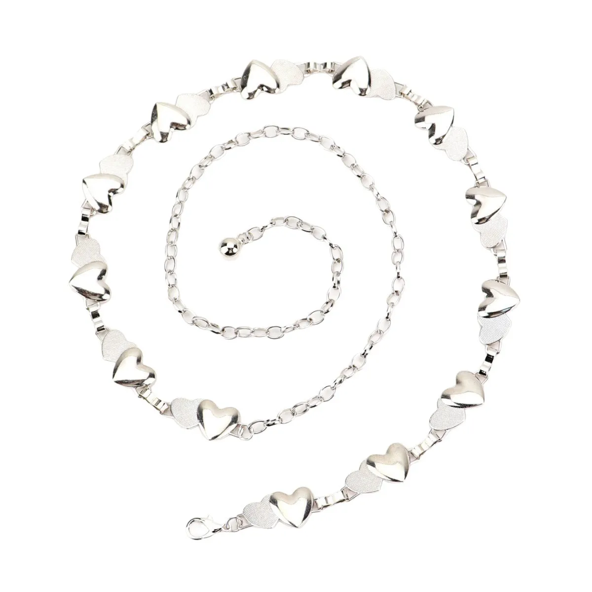 Women's Waist Chain Belt Luxury Silver Waist Chain Belts with Heart Design for Dress Fringes Decoration Waistbands Body Jewelry