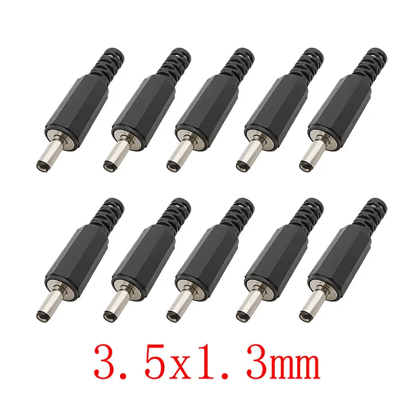 10/20Pcs DC Power Male Plug Connector Soldering Type 3.5x1.3mm Plugs  Black Plastic Shell DC Power Plug Connectors 3.5mm x 1.3mm