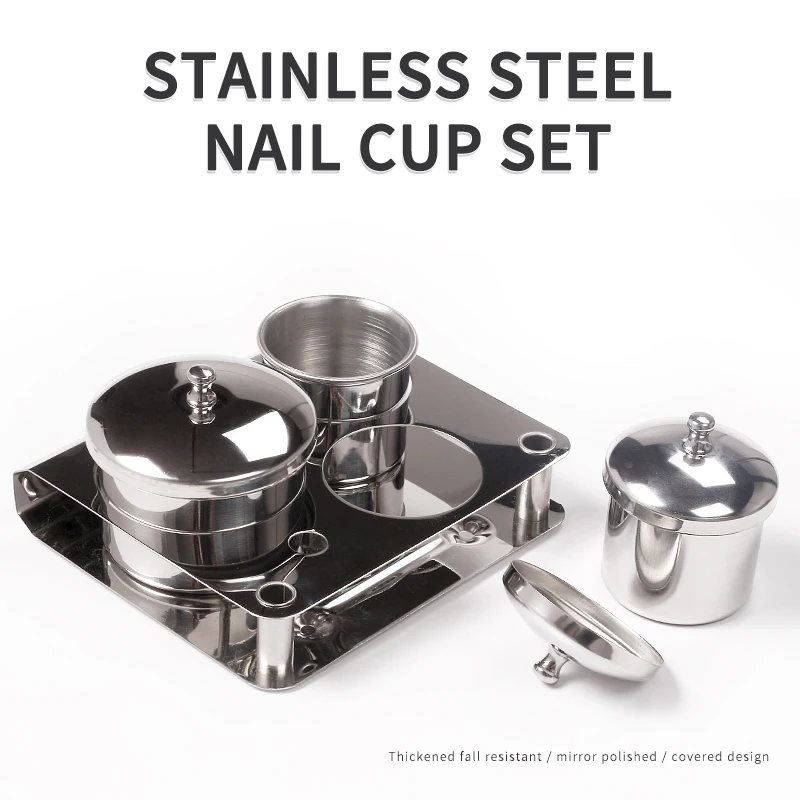 3Pcs Stainless Steel Nail Cup Set Nail Art Mini Powder&Liquide Dappen Dish  Mirror Polishing Nail Stylist Supplies Manicure Tool