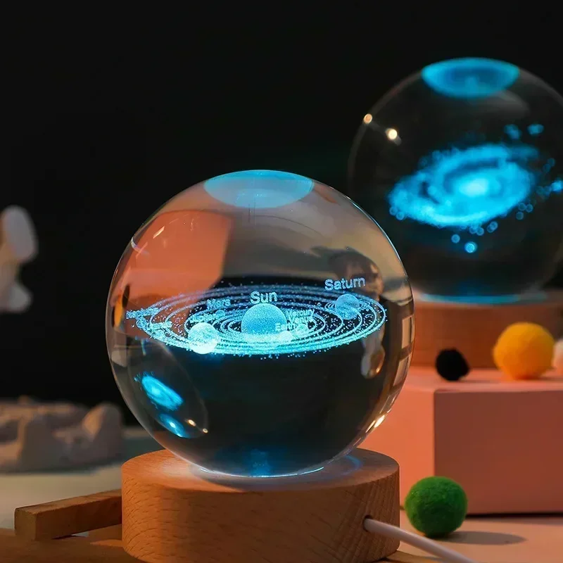 Crystal Ball 3D Night Light - Glowing Planetary Galaxy Lamp for Home Decor and Wonderful Gifts