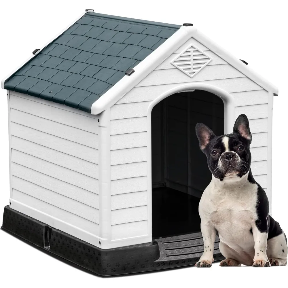 

YITAHOME 28.5'' Large Plastic Dog House Outdoor Indoor Doghouse Puppy Shelter Water Resistant Easy Assembly Sturdy Dog Kennel