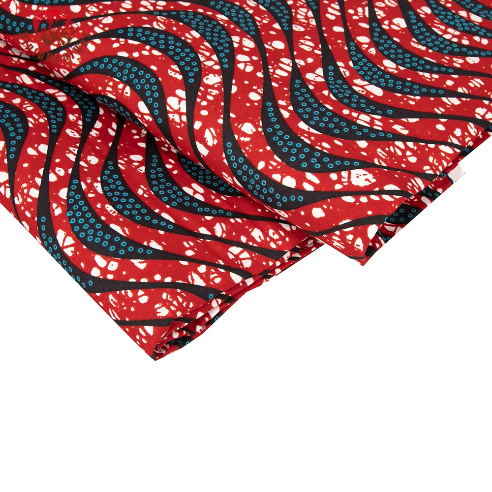 polyester African Ankara printed fabric with Red pattern real waxed paper towel party dress sewing material Curtain page FP6566