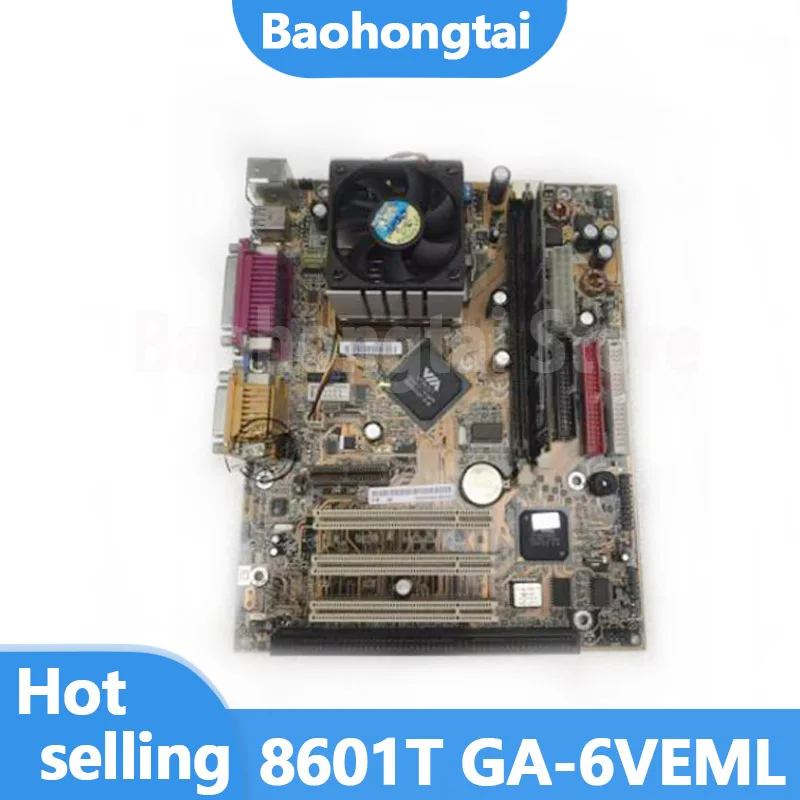 original 8601T GA-6VEML GA-6VEM ISA industrial board motherboard with 3PCI VGA LPT 1 ISA slot+CPU memory fan