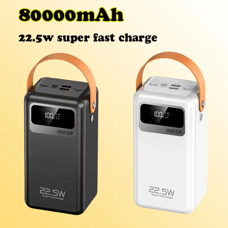 

2025 New Power Bank 22.5w 80000mAh Super Fast Charging Large Capacity 60000mAh Outdoor Convenient Mobile Power Supply