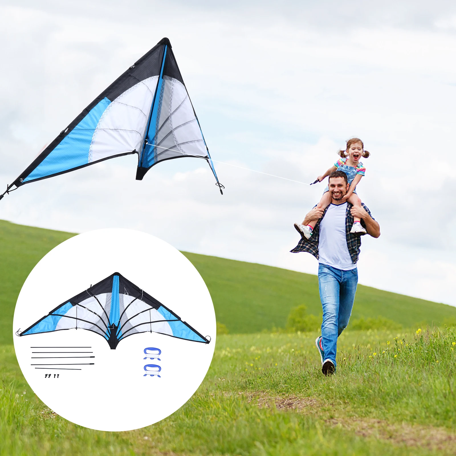 Kite para crianças ao ar livre pipas brinquedo colorido triângulo em forma de linha dupla