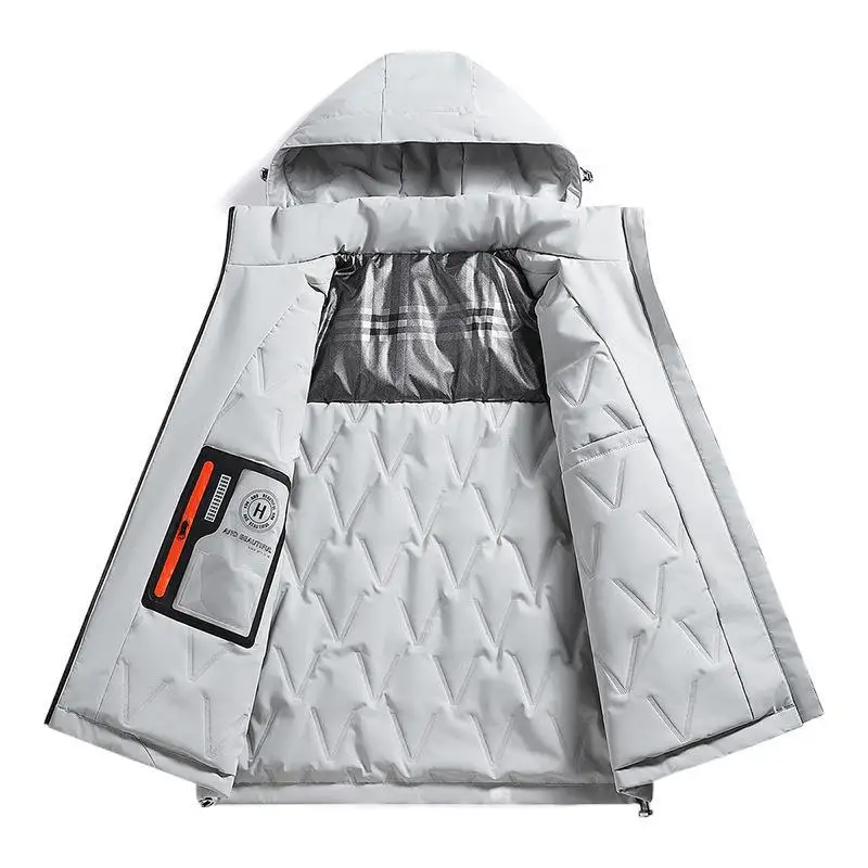 رجل البضائع معطف الخريف الشتاء Vintage رشاقته يندبروف الذكور ملابس خارجية سحاب أكمام طويلة انفصال مقنعين الرجال أسفل سترة