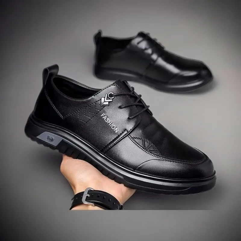 Nova altura crescente negócios casuais homens confortáveis sapatos de couro tendência versátil moda sapatos de couro sola macia superfície