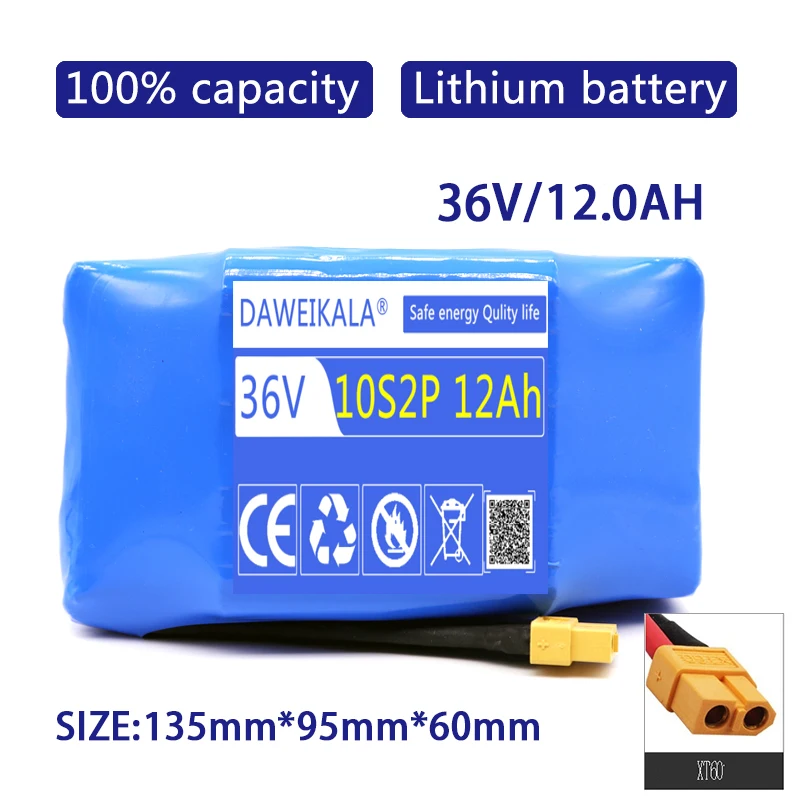 2025 Upgrade 36V Battery pack 12000mAh Rechargeable Lithium ion battery for Electric self balancing Scooter Hover Board unicycle