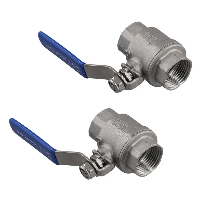[NEWA64Z!】 2PCS 304 Stainless Steel Ballvalve 2P Full Port Ball Valve Female Valve Vinyl Handle Valves