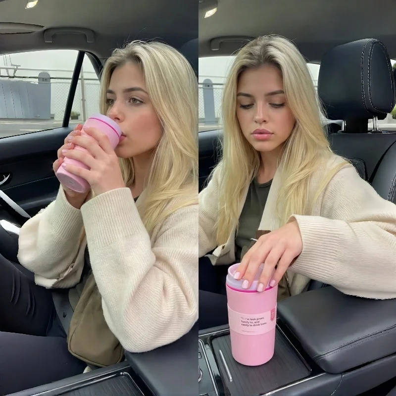 الحد الأدنى الفولاذ المقاوم للصدأ الحرارية القدح فراغ معزول فنجان القهوة مانعة للتسرب غطاء السفر قاعدة صامتة أكواب الترمس زجاجة حرارية #5