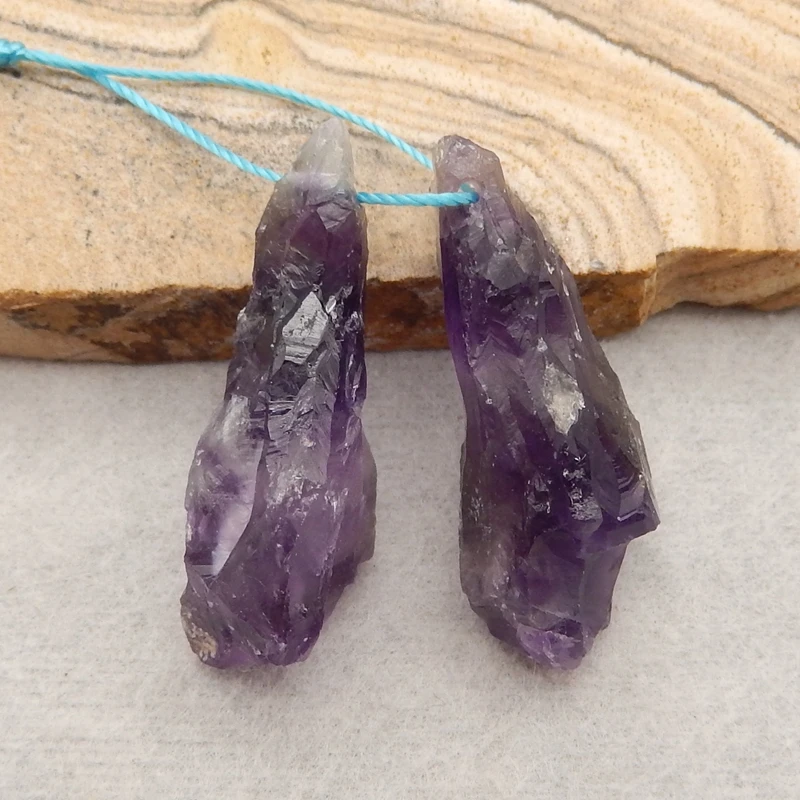 Natural Stone Nugget Amethyst Gemstone DIY Jewelry Making Women Earring Bead Accessories 30x12x9mm 6g