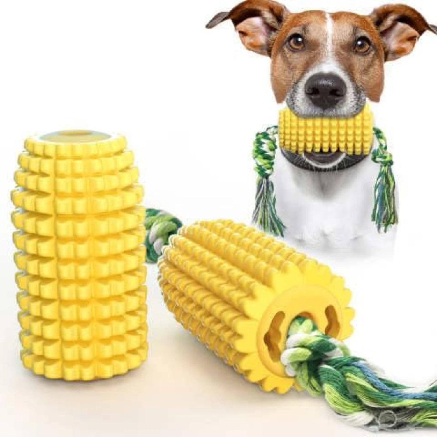 Fun and engaging interactive corn-shaped puppy chew toy - Durable toothbrush chew rope designed for aggressive chewers - Suitabl