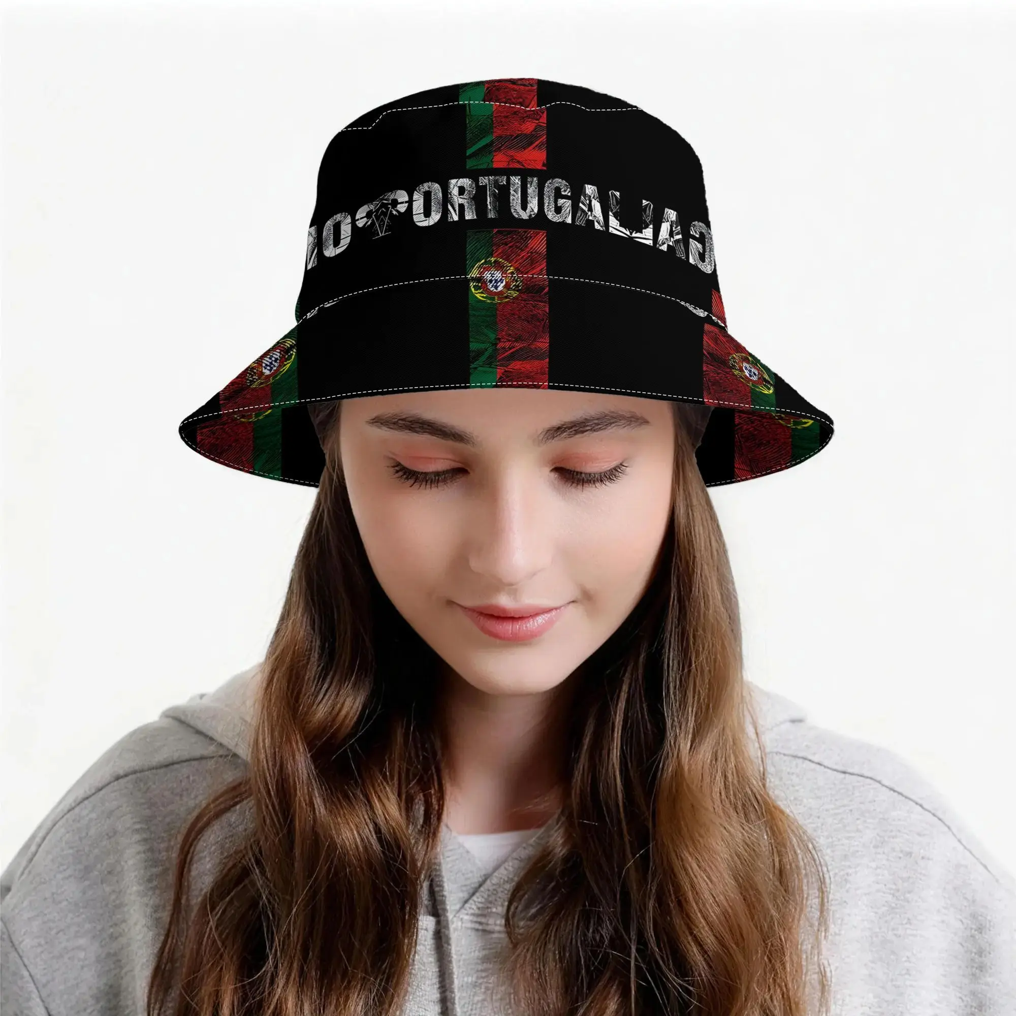 Customization Portugal Flag Retro Printed Unisex Fisherman Hat Trendy And Personalized For Street Wear Outdoor Travel Sun Shadin