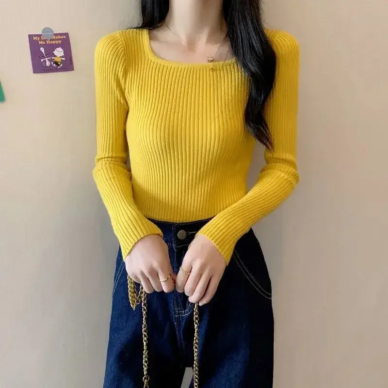 Slim Inside Pullovers Women Long Sleeve Lightweight Elegant Ulzzang Knitted Comfortable Fashion All-match Temperament Sweaters