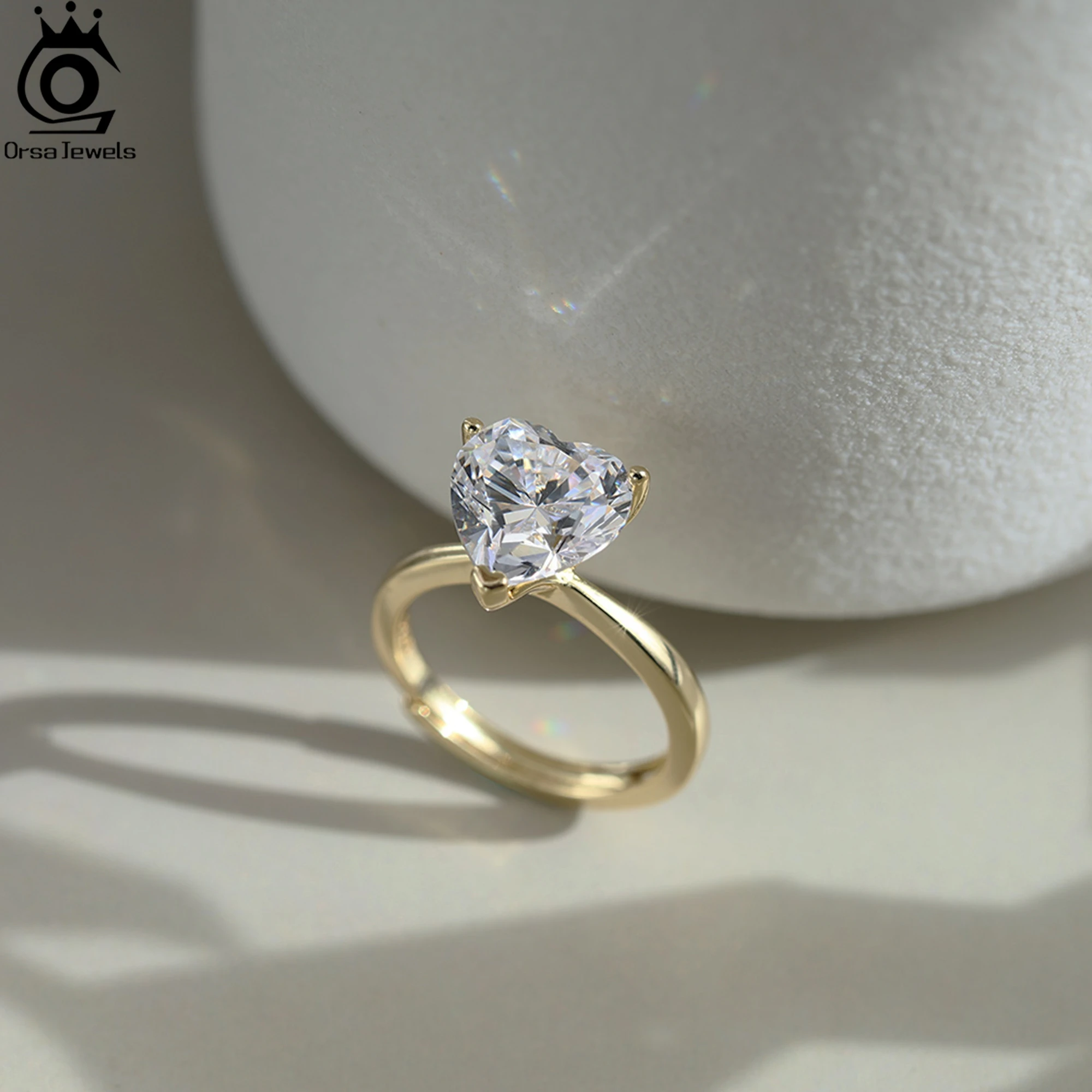 

ORSA JEWELS Sparkling 925 Sterling Silver Open Ring With Heart-Shaped Zirconia, Jewelry for Women, A Truly Thoughtful Gift LZR40
