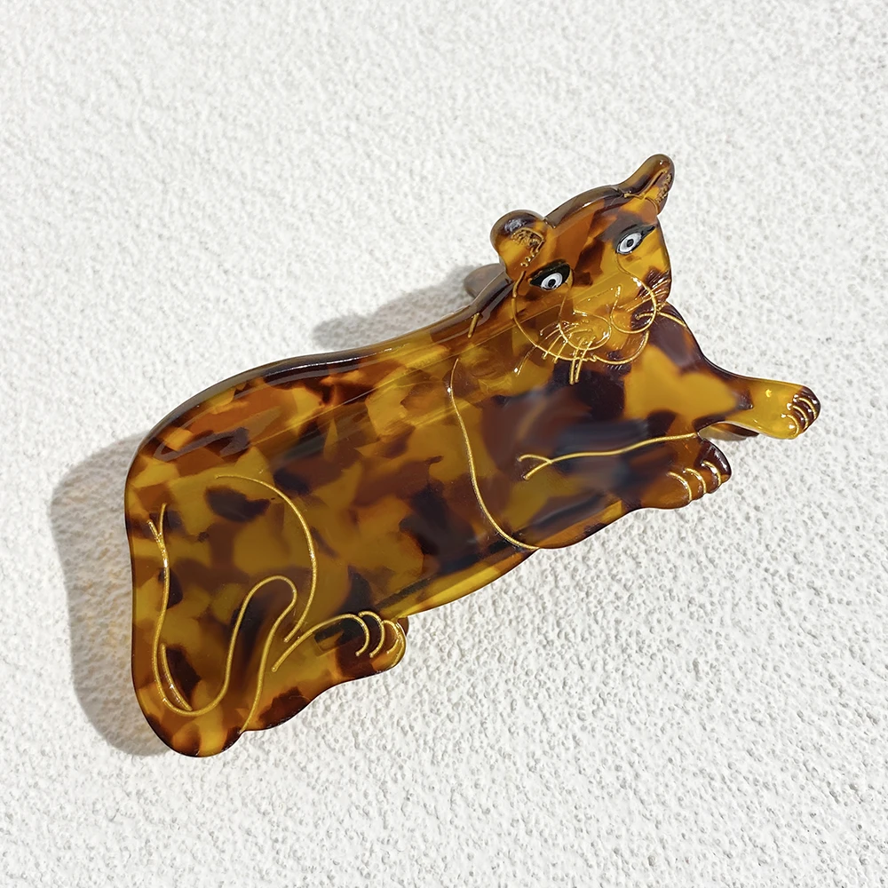 AENSOA Nischendesign Leopardenmuster Tiger Grab Cartoon Haarnadel Frauen Persönlichkeit Wildtier Essigsäure Clip Hinterkopf Hai Clip – Detail 12