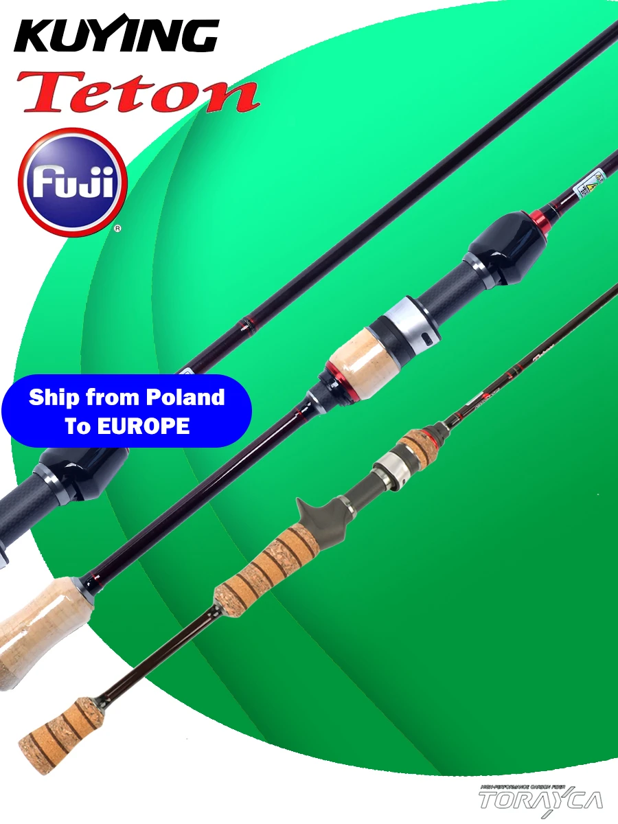 

KUYING TETON L Light 1.98m 6'6" Carbon Fishing Rod Spinning Casting FUJI Reel Seat Ring 2-10g 3-8lb Medium Fast Trout