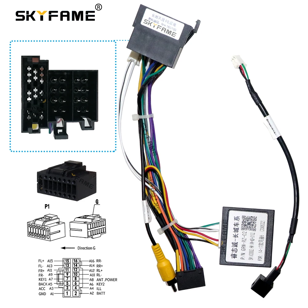 SKYFAME For Great Wall Wingle Steed 6 GRW-RZ-02 Car 16pin Wiring Harness Adapter Canbus Box Decoder Android Radio Power Cable