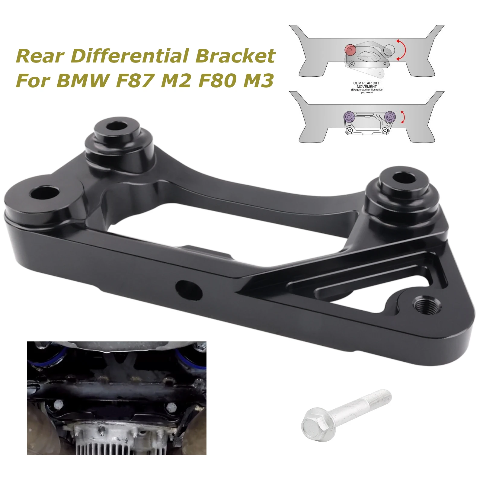 

OE Replacement Dual-Mount Rear Differential Bracket For BMW F8X M2 M3 M4 Chassis Transmission Parts Aluminum Black