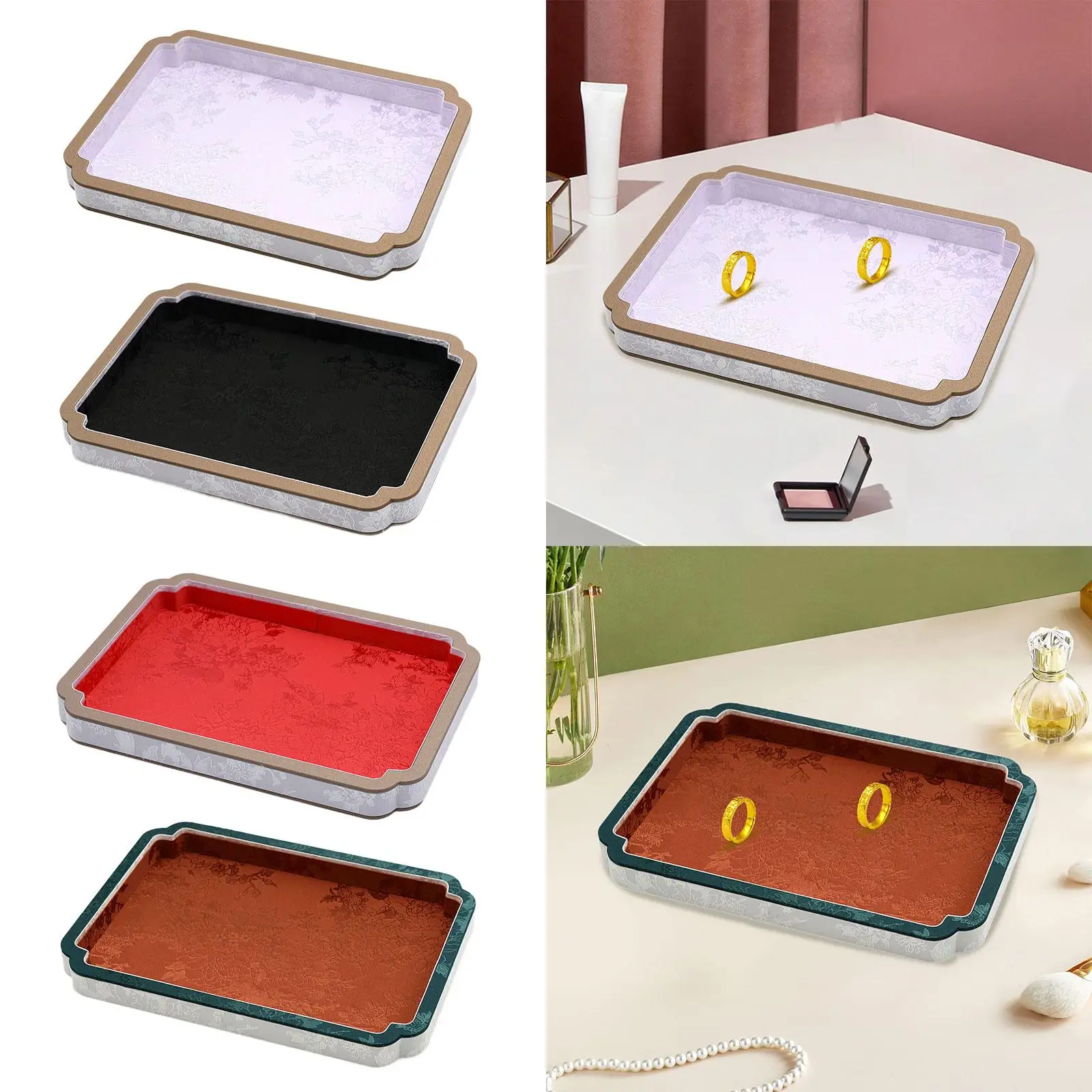 Wooden Velvet Jewelry Tray Jewelry Holder Storage Tray Bracelet Tray Organizer for Necklace Bracelet Earring Watch Chains