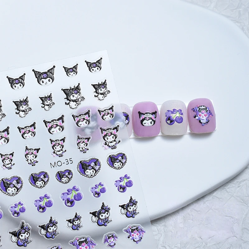 1PCS Cartoon Sanrio Nail Sticker HelloKitty Melody Kuromi Anime Stickers Nail Art Decoration DIY Press On Nails 3d Sticker