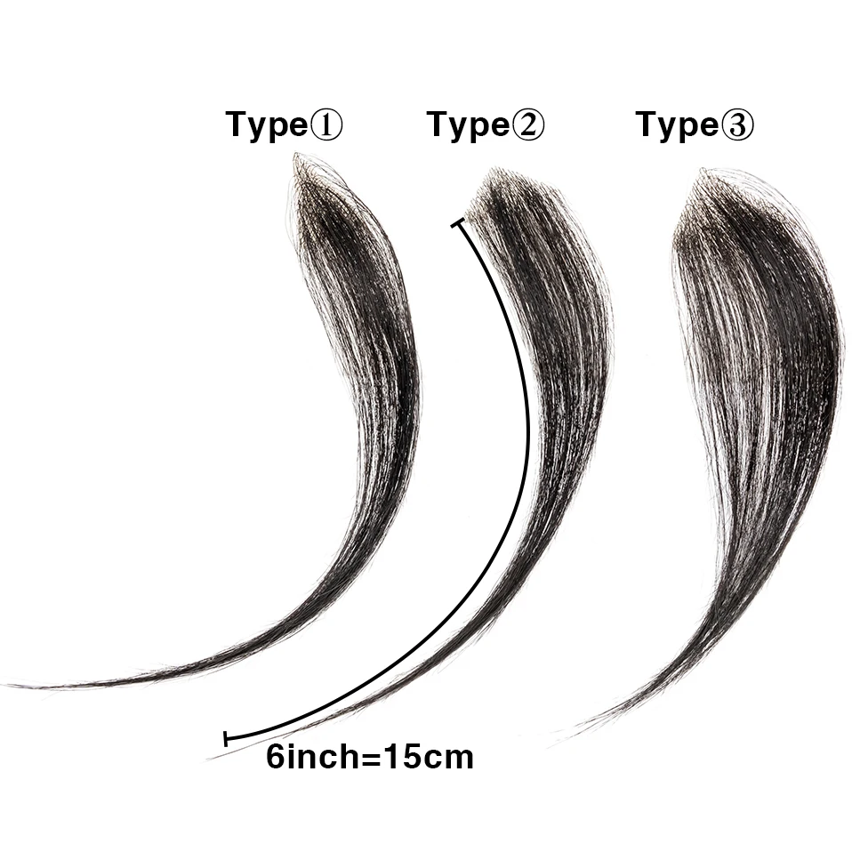 S-noilite 남성용 Toupee 앞머리 인모 자연스러운 모발, PU 헤어피스 헤어 패치, 탈모용 보이지 않는 익스텐션, 6 인치 헤어라인