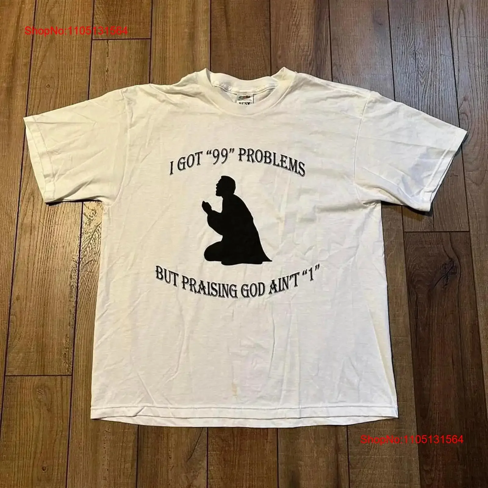 Vintage Jesus parody tee I've got 99 problems but praising god ain't 1 large vintage Washed Stretched Casual Breathable Stylish
