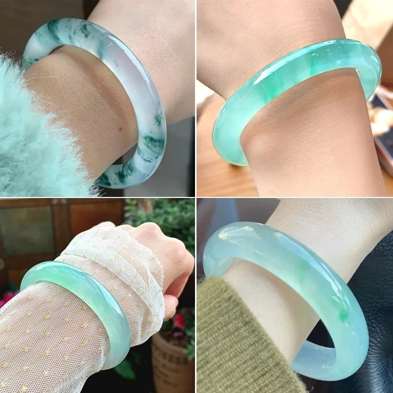 Myanmar Ice Jade Bracelet Safeness Bracelet Jade Bracelet Jade Stone Imperial Concubine Female Bracelet Spring Color Fake Jadeit