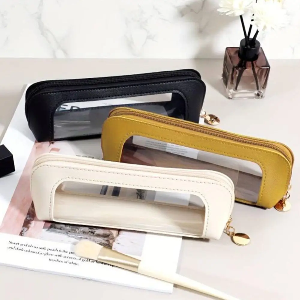 

Portable Makeup Pouch Waterproof Transparent Pouch Pencil Case Travel Zipper Makeup Brush Storage Bag Sundries Organizers