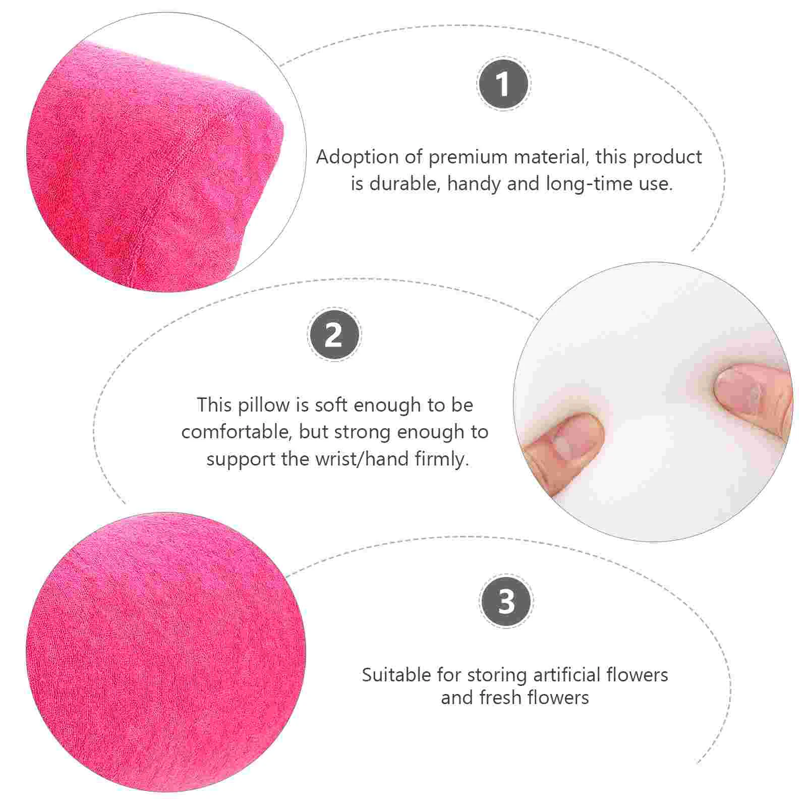 Half Round Manicure Hand Pillow Wrist Cushion Support for Nail Semicircle Rest Arm Rosy